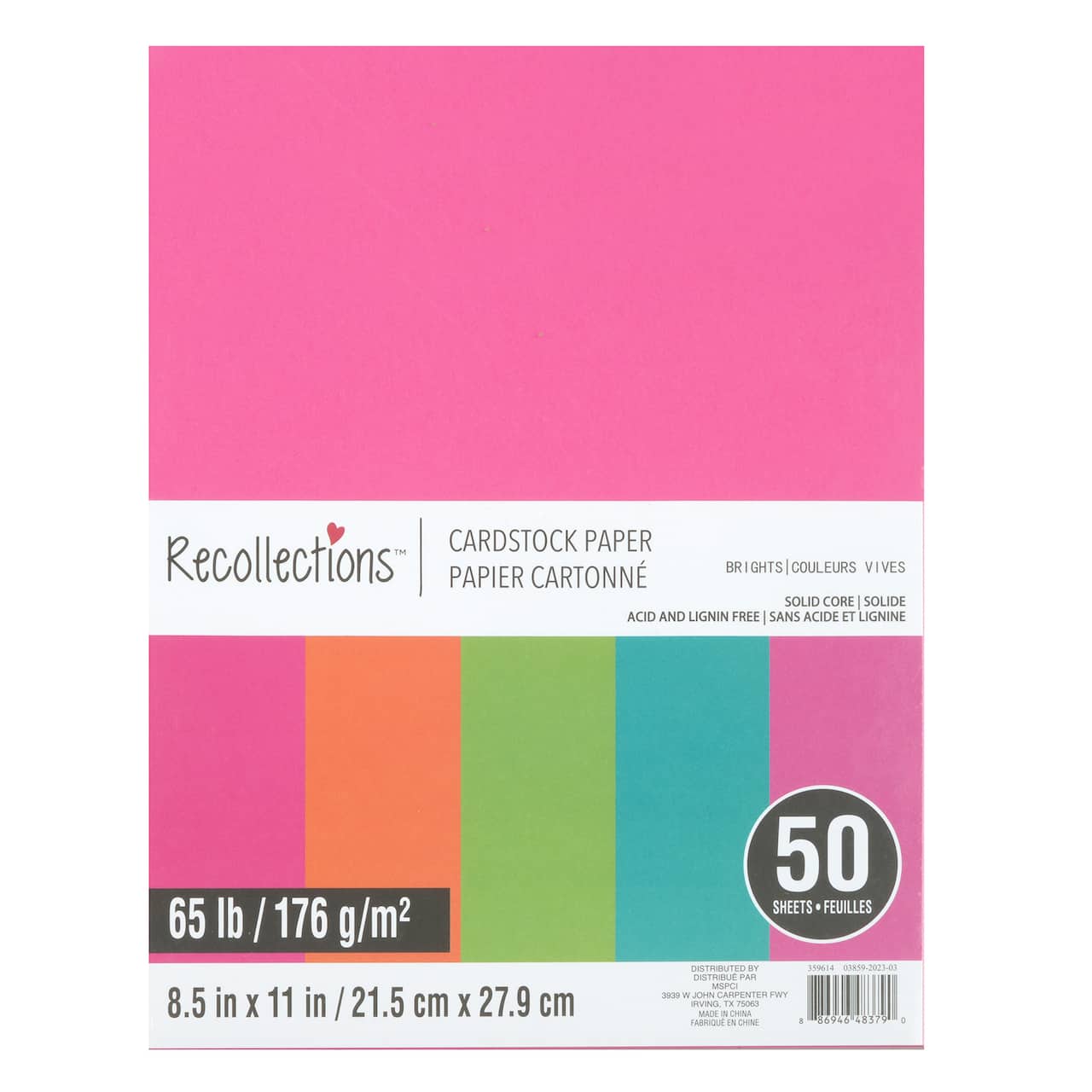 Brights 8.5&#x22; x 11&#x22; Cardstock Paper by Recollections&#xAE;, 50 Sheets